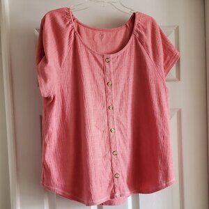Pink Button-Down Women's Top